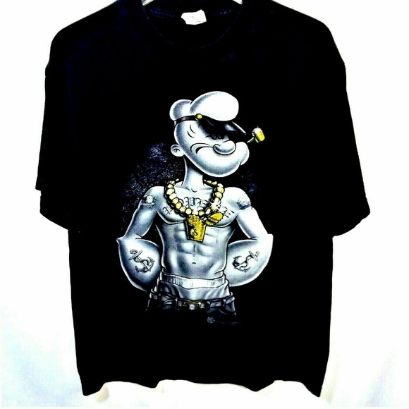 ALSTYLE Other - Popeye The Sailor Man Black Tee-Shirt